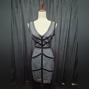 XOXO Gray and Black Sleeveless Sheath Dress
